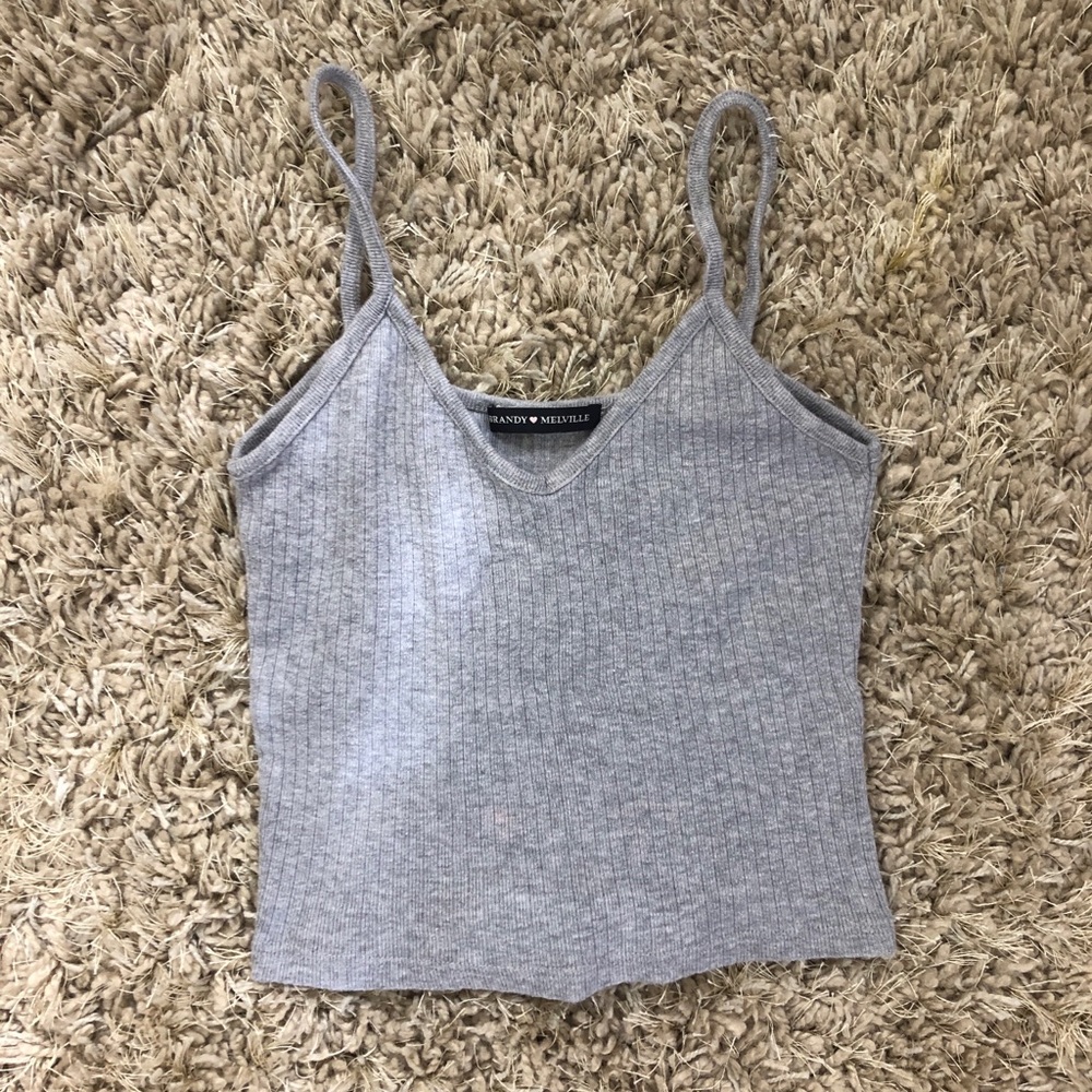 LIGHT GRAY BRANDY MELVILLE V-NECK TANK TOP